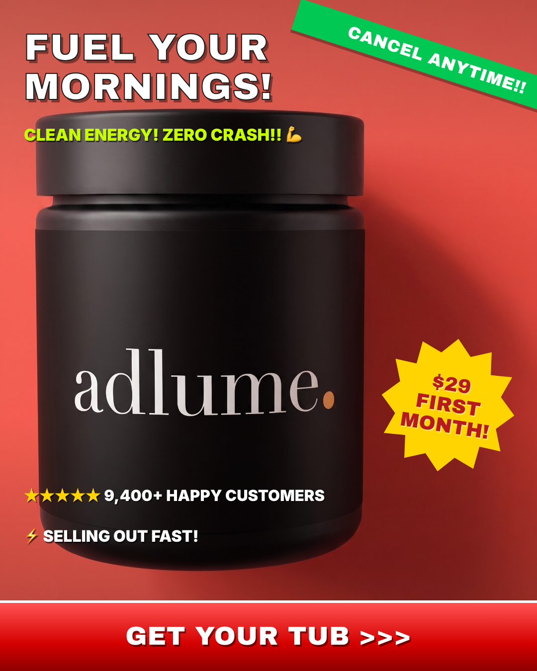 A supplement brand's 2020 ad rebuilt as a clean performance Adlume ad frame